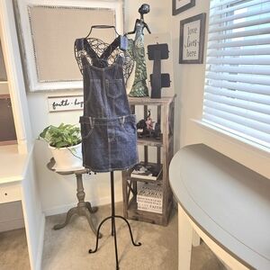 No Boundaries Dark Blue Denim Mini Pinafore Dress